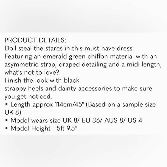 NWT PREETY LITTLE THING EMERALD GREEN ASYMMETRIC STRAP DRAPED DRESS❣️ - Picture 5 of 5